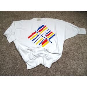 Vintage 80s  White Sloppy Joe Oversized Top Bold Aesthetic Relaxed Fit